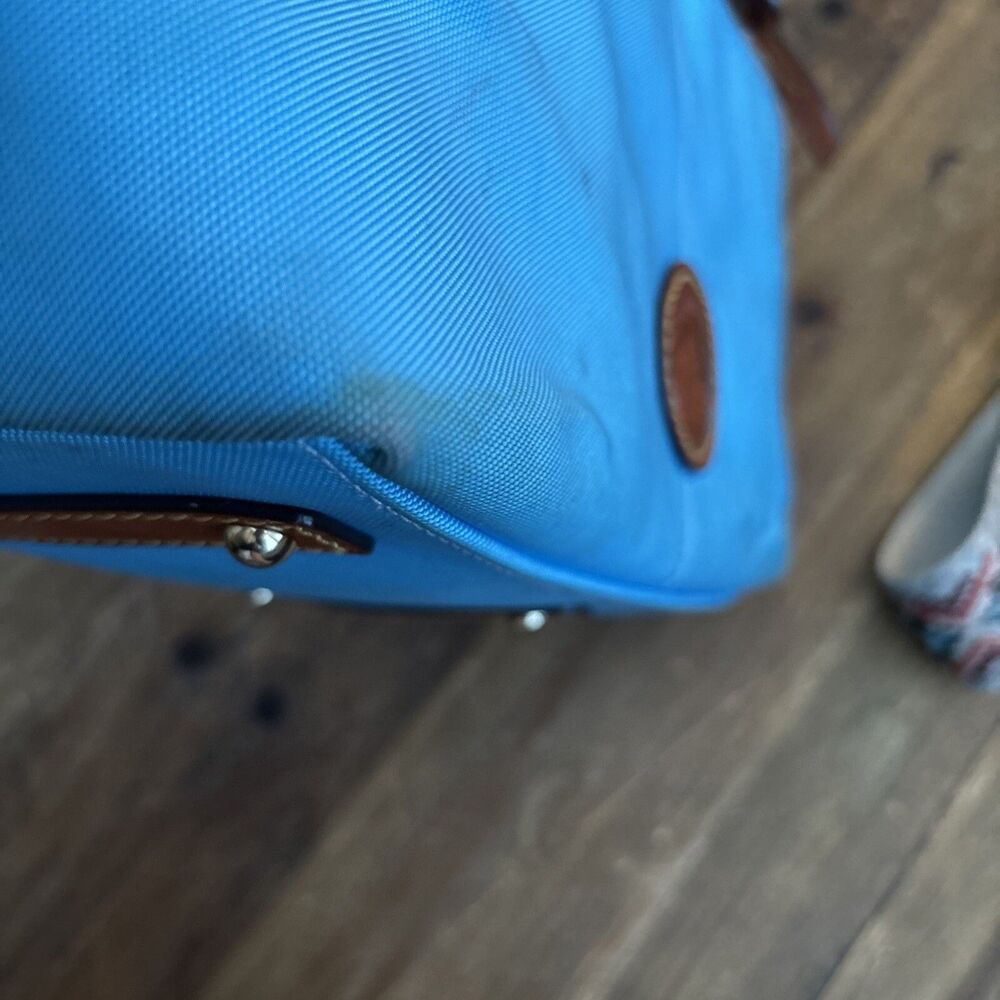 DOONEY & BOURKE Large Blue Nylon Leather Convertible Tote Satchel 90s Retro Y2K - Picture 7 of 13